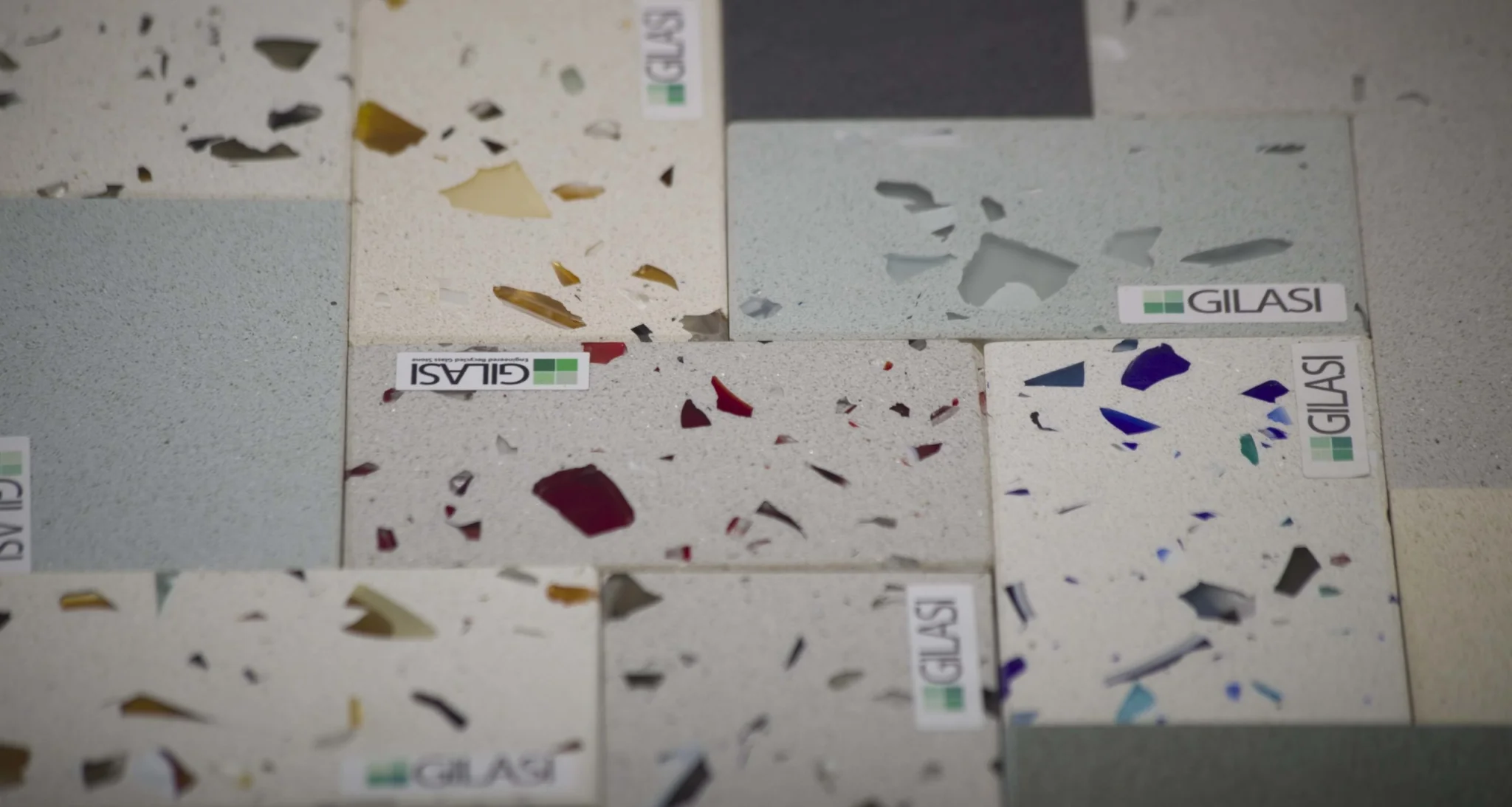 Gilasi recycled glass kitchen countertops samples